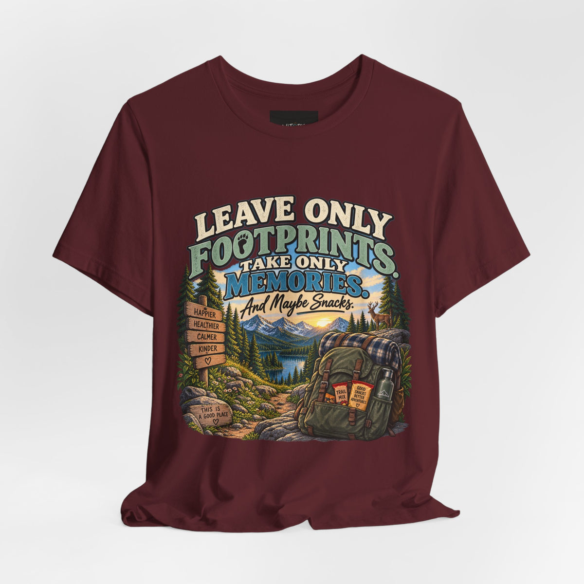Leave Only Footprints Take Only Memories And Maybe Snacks | Funny Hiking T-Shirt