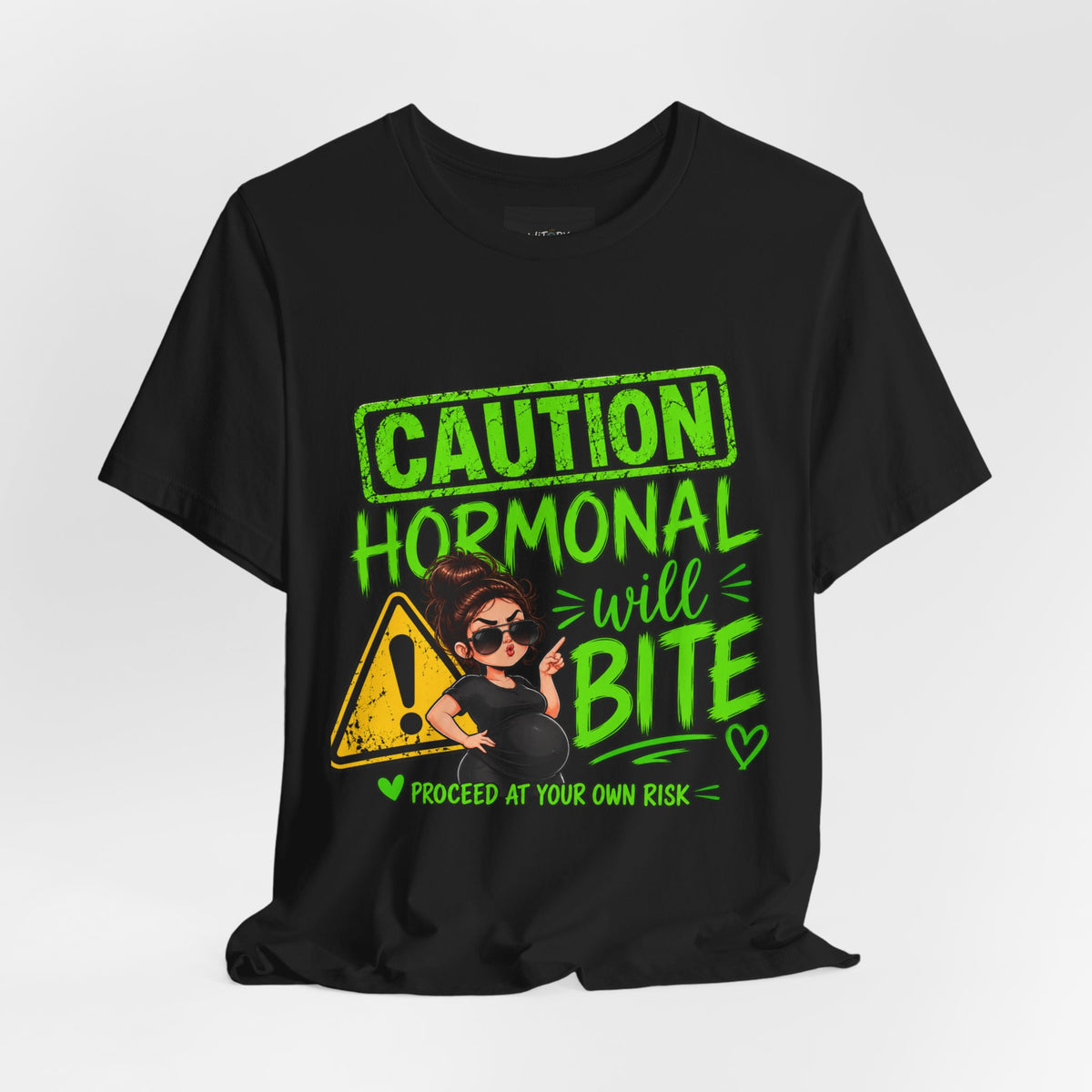 Caution: Hormonal Will Bite | Funny Pregnancy T-Shirt