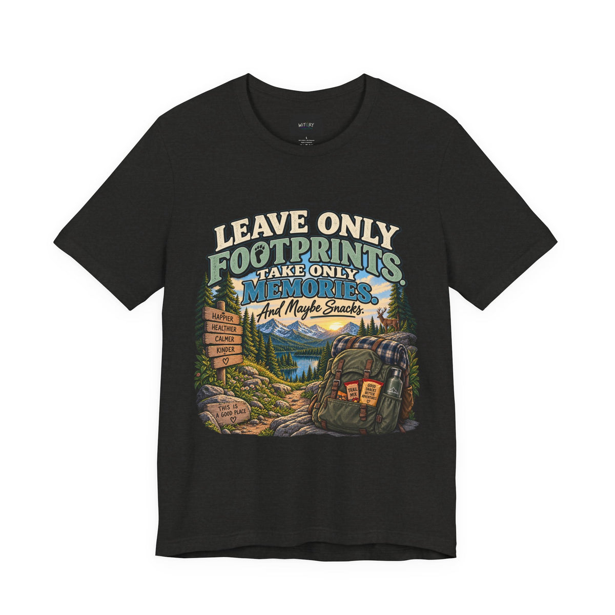 Leave Only Footprints Take Only Memories And Maybe Snacks | Funny Hiking T-Shirt