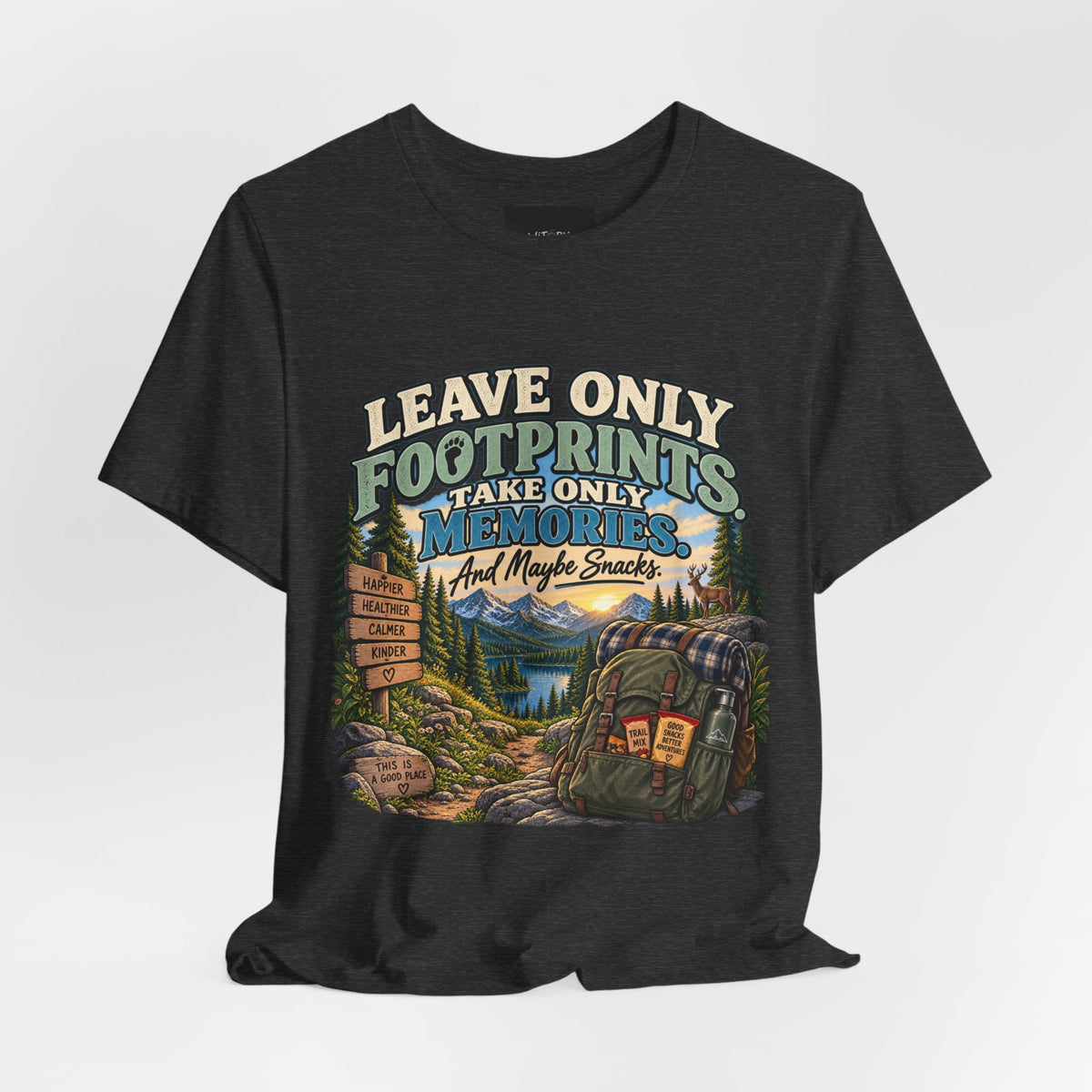 Leave Only Footprints Take Only Memories And Maybe Snacks | Funny Hiking T-Shirt