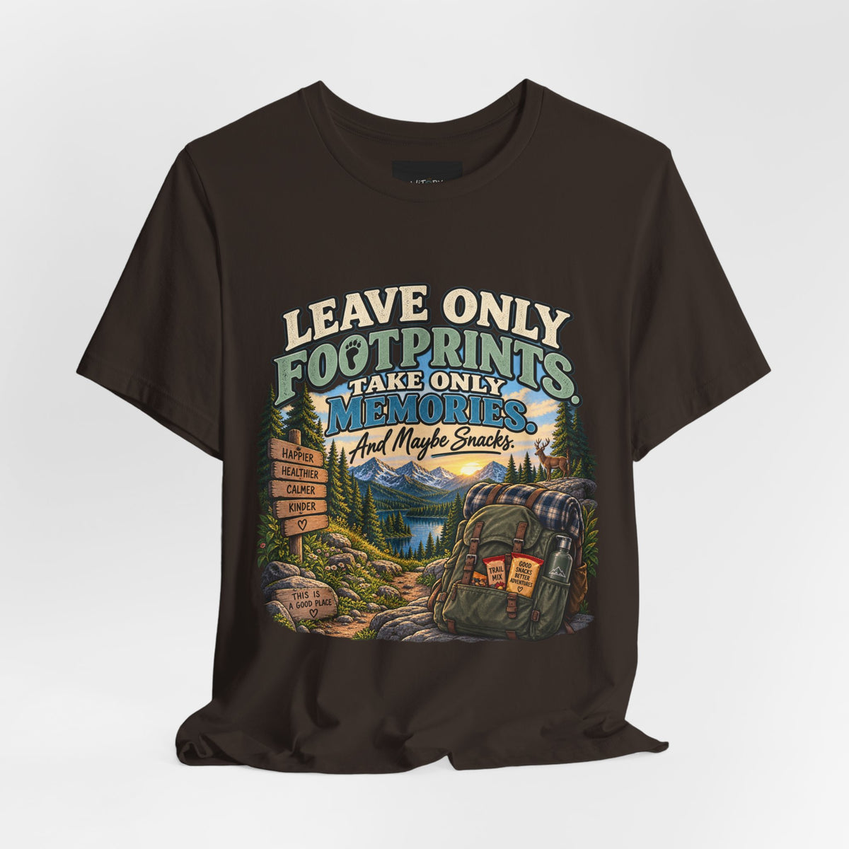 Leave Only Footprints Take Only Memories And Maybe Snacks | Funny Hiking T-Shirt