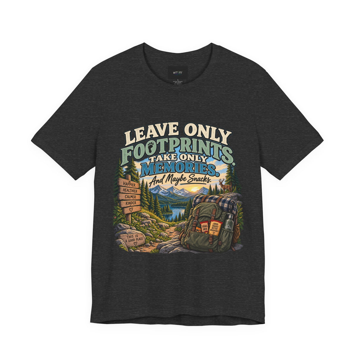 Leave Only Footprints Take Only Memories And Maybe Snacks | Funny Hiking T-Shirt