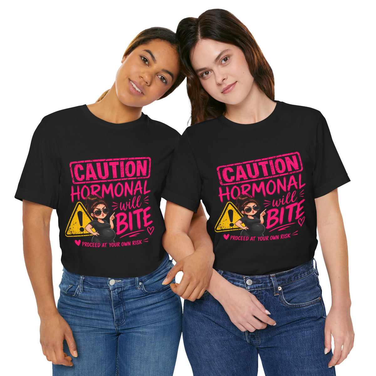 Caution: Hormonal Will Bite | Funny Pregnancy T-Shirt